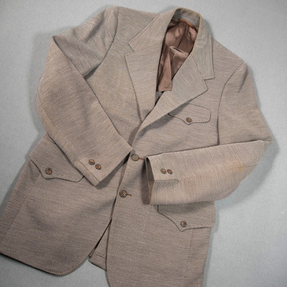 VTG 70s McGregor Western Double Knit Flap Pocket Men Blazer 39R Retro Academic